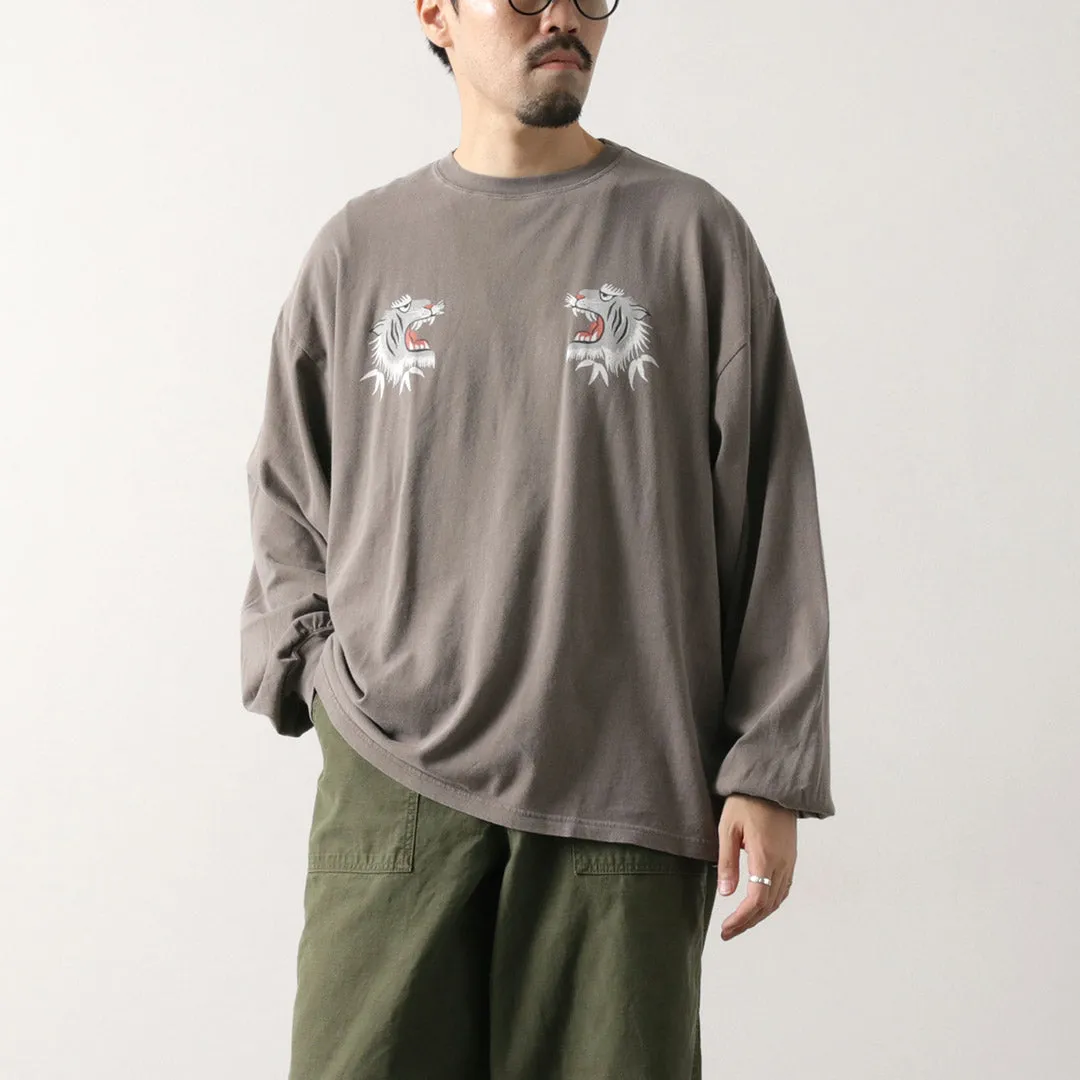 REMI RELIEF / HARD Special Processed 20 Jersey Long Sleeve T-Shirt (Tiger Pattern) Drop Shoulder Cut