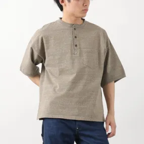REMI RELIEF / Melange Jersey Short Sleeve Henley Neck Pocket T-shirt Colorfast Dye
