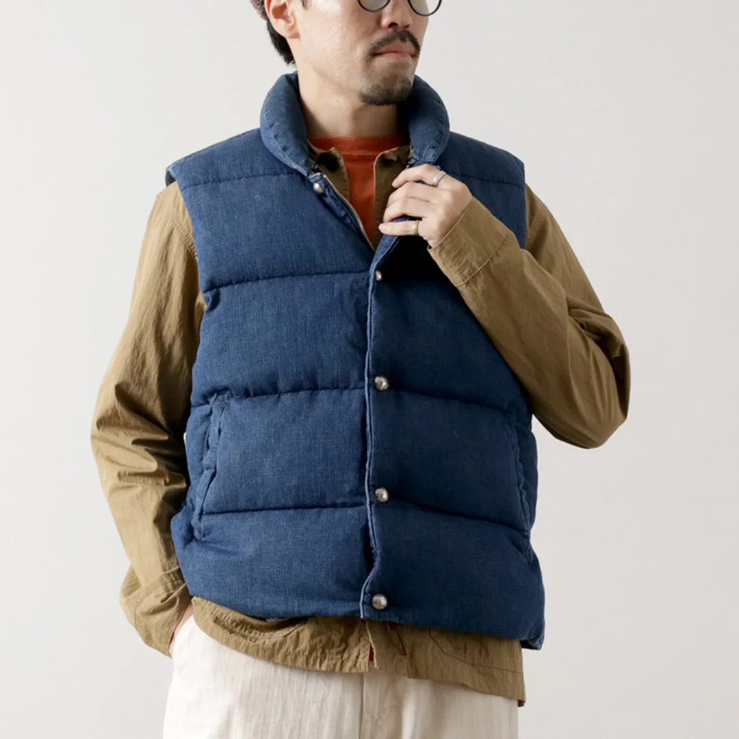 YKK Zipper Bright REMI RELIEF / Natural Processed Denim Down Vest