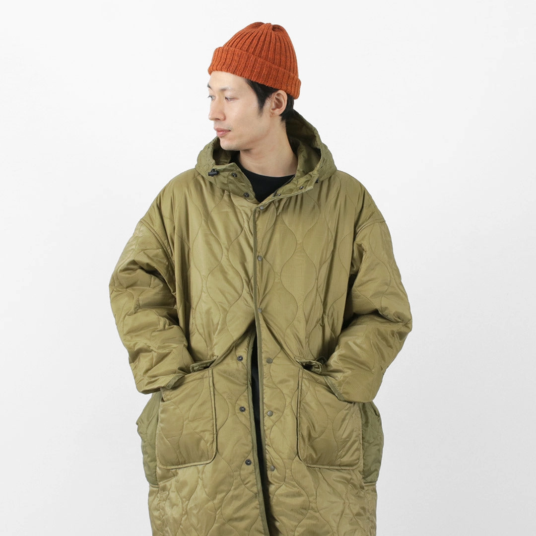 WindResistant Coating Comfortable Feel REMI RELIEF / Nylon Rip Gourd Quilted Coat Hoodie