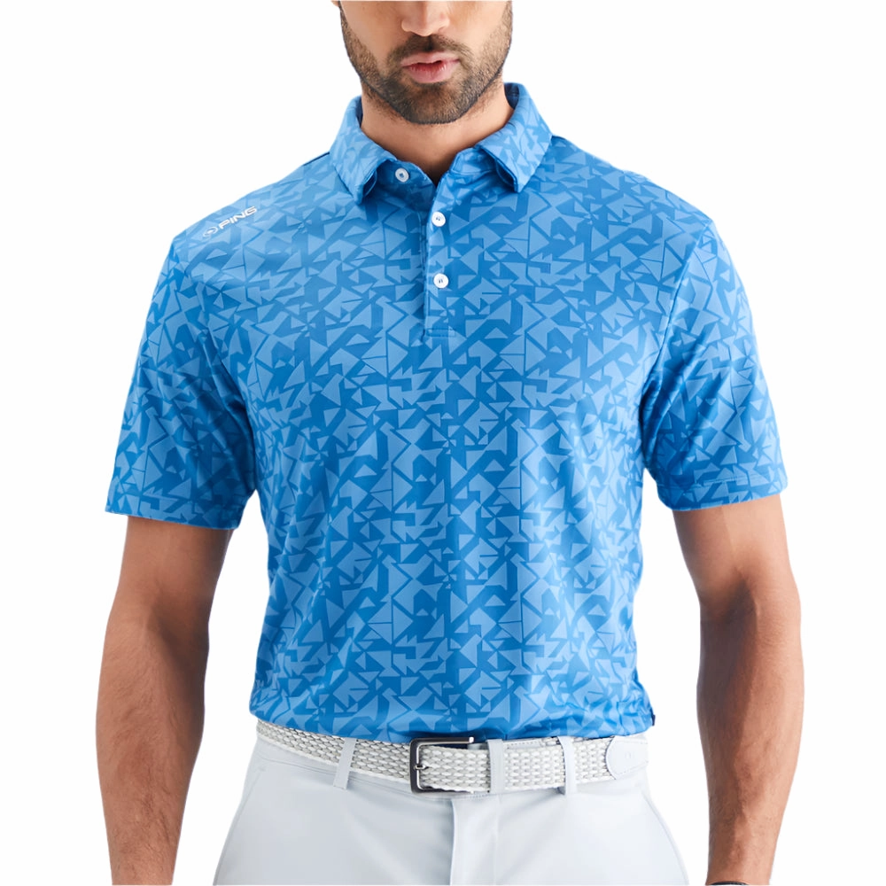 Ping Geo-Camo Polo Shirt - Tidal Blue light layering
