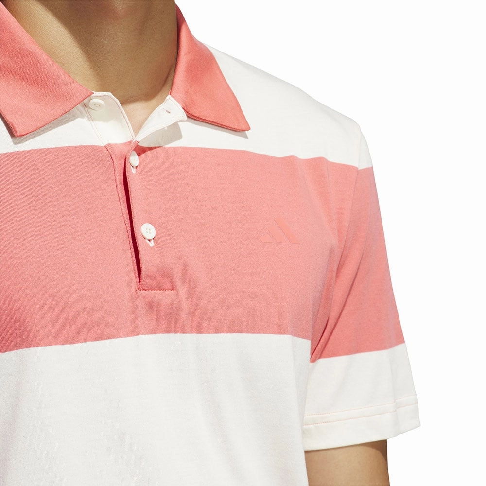 color blocking BiodegradableMaterial adidas Core Block Polo Shirt - Ivory/Preloved Scarlet