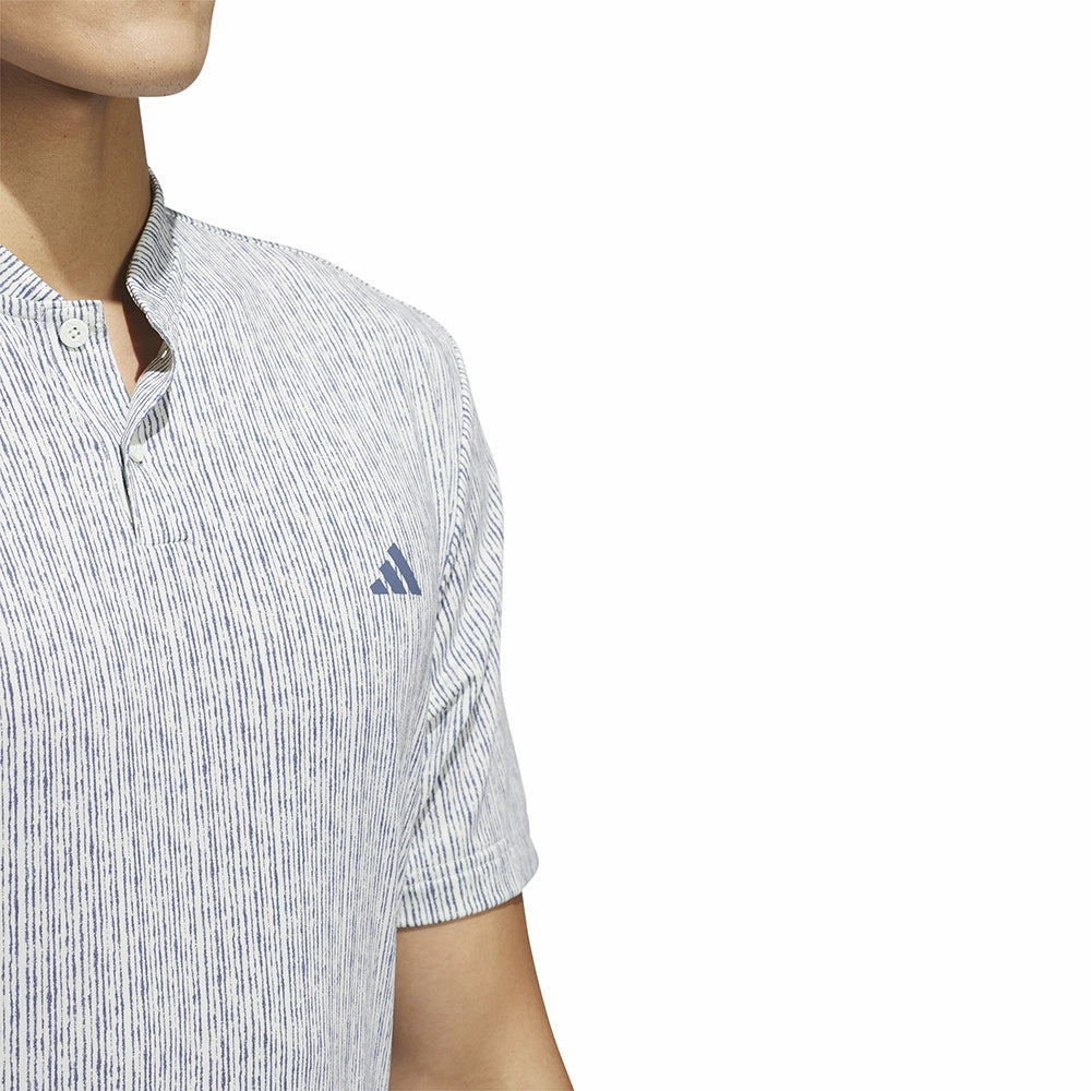 adidas Sport Stripe Polo Shirt - Crystal Jade/Preloved Ink Ultra Soft Blended Textile MicroPiqueKnit
