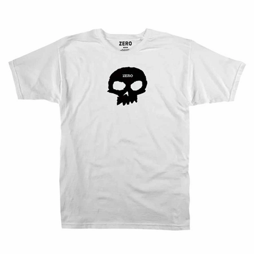 Neutral Color Trendy Layering Zero Single Skull T-Shirt - White