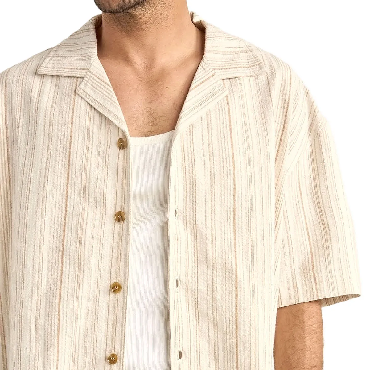 Lightweight Material Outdoor Gear Rhythm Benny Relaxed Stripe Shirt - Cream