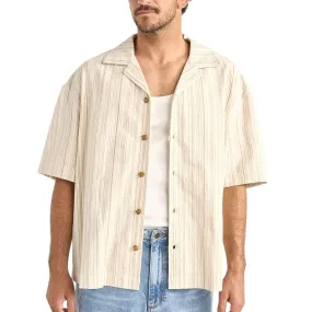 Gender Neutral Rhythm Benny Relaxed Stripe Shirt - Cream