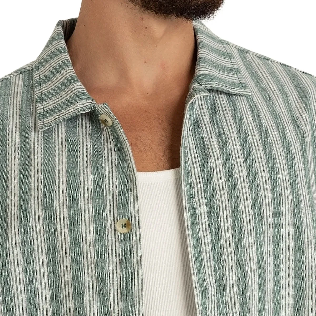 Rhythm Butcher Stripe Relaxed Shirt - Teal Comfort First Fit