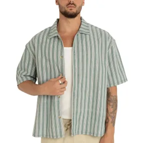 Rhythm Butcher Stripe Relaxed Shirt - Teal Classic Appeal