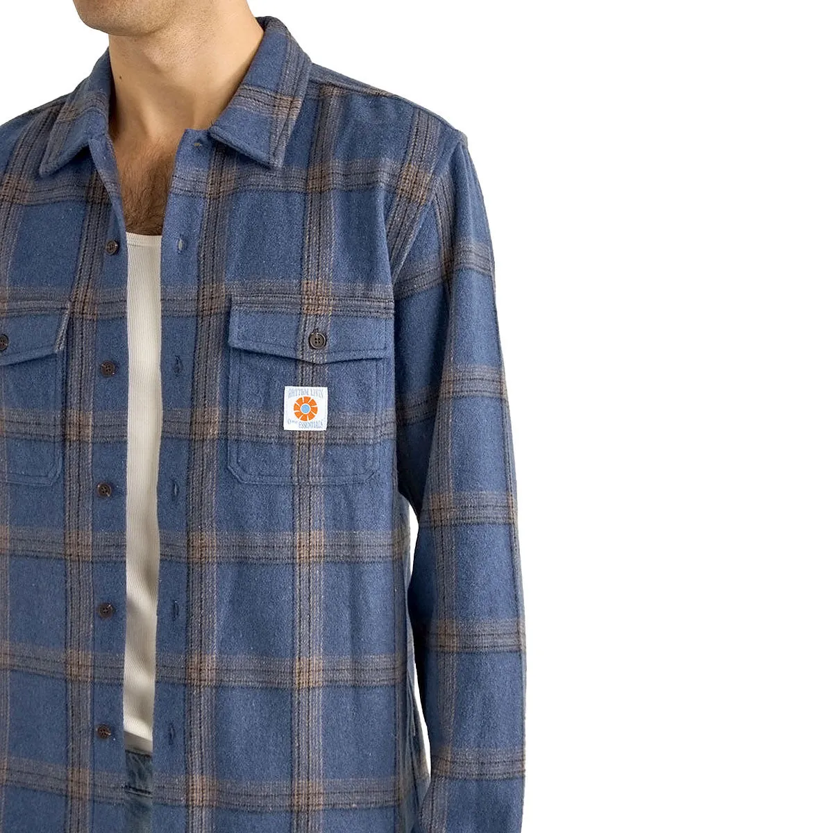 Rhythm Check Long Sleeve Shirt - Blue Multipurpose Layering Fabric Dynamic Design