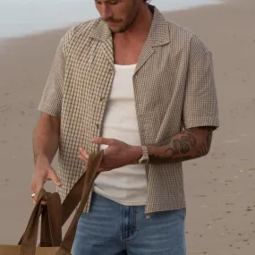 Trendy Apparel Sustainable Dye Process Rhythm Cross Check Relaxed Shirt - Natural Mixed Check