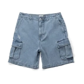 Rhythm Denim Cargo Shorts - Stone Ergonomic Pattern Cutting Layered Hem Detail