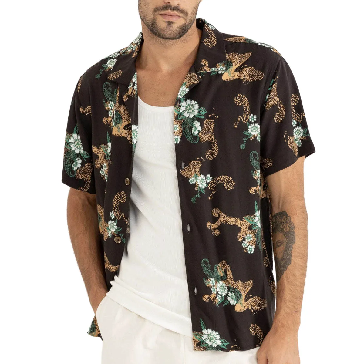 High-End Finish Checkered Style Rhythm Pollen Shirt - Black