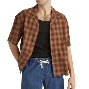 Formal Elegance Bold Hue Rhythm Relaxed Shadow Check Shirt - Rust