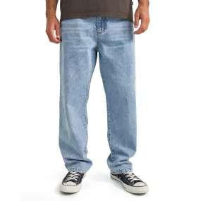 Soft Brushed Lining Casual Movement Rhythm Subtle Distress Jeans - Blue