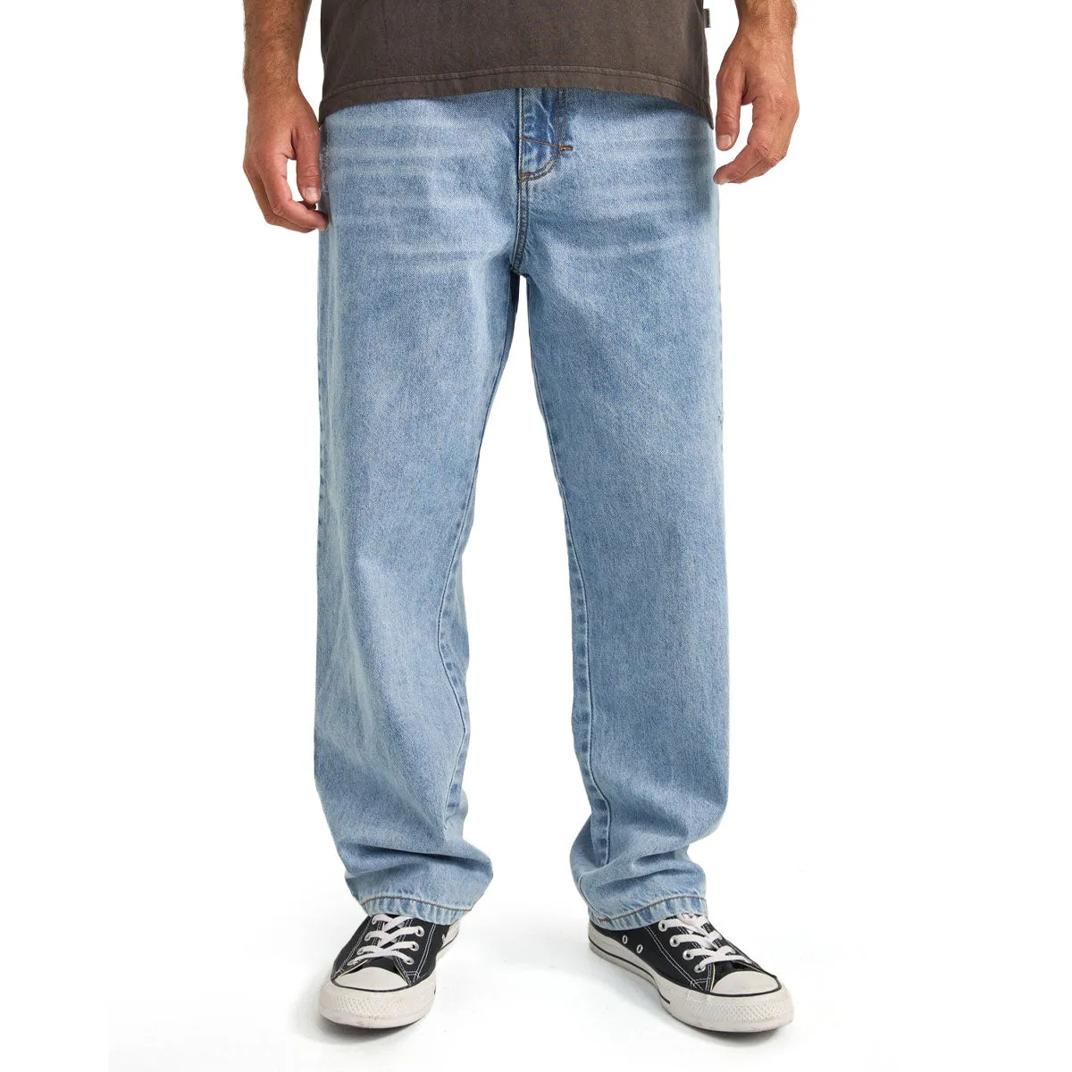 Soft Brushed Lining Casual Movement Rhythm Subtle Distress Jeans - Blue