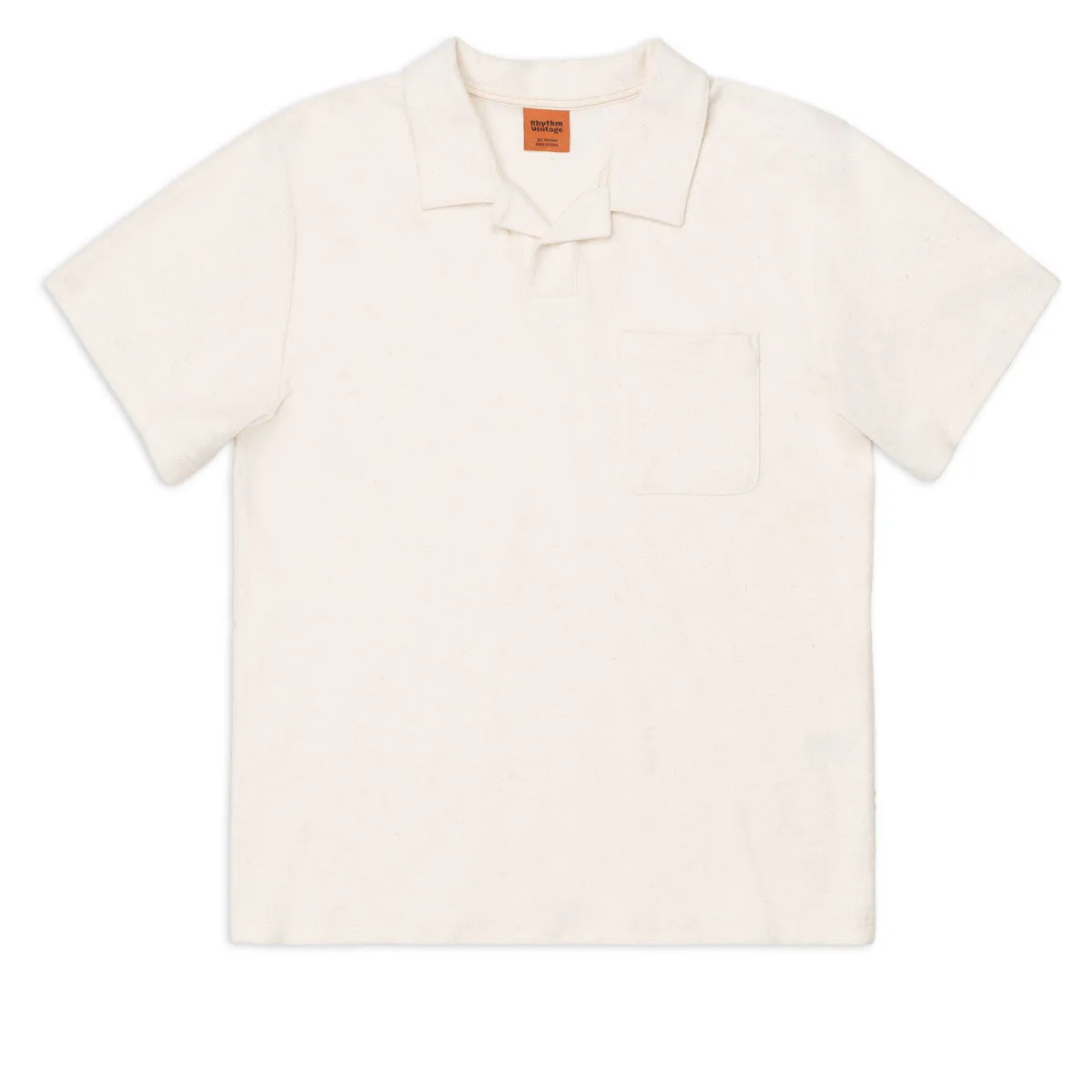 Rhythm Vintage Terry Polo Shirt - Natural 2025 Checkered Print Non Irritating Tags