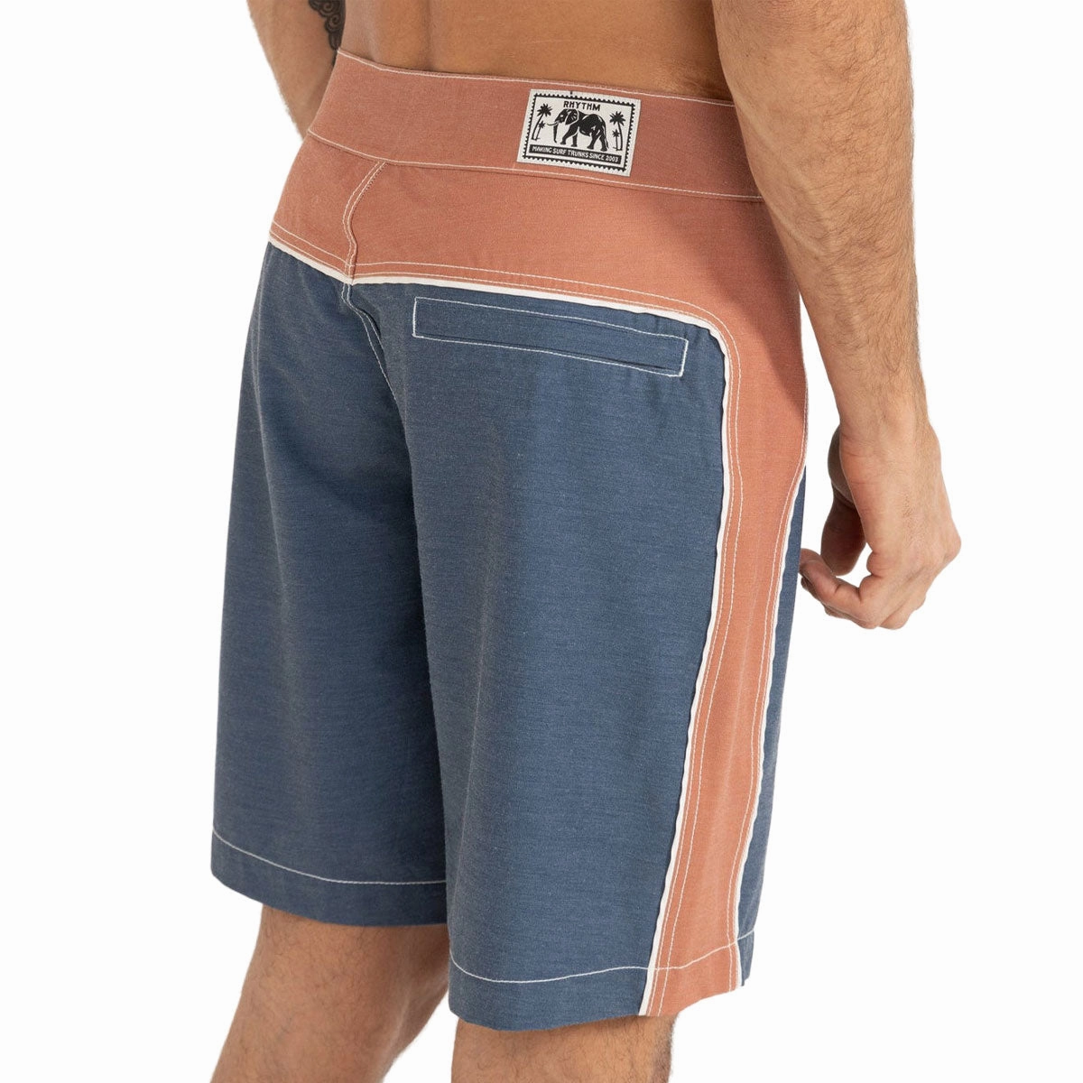 Chic Style Reinforced Stitching Rhythm Core Pipeline Boardshorts - Navy