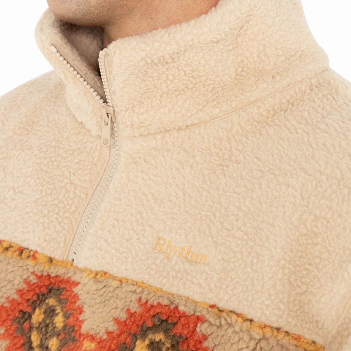 Sherpa Lining Easy Care Rhythm Dusty Quarter Zip Sweatshirt - Natural