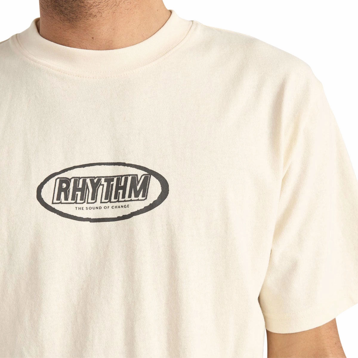 Light and Cozy Rhythm Elliptic Printed Vintage T-Shirt - Ecru