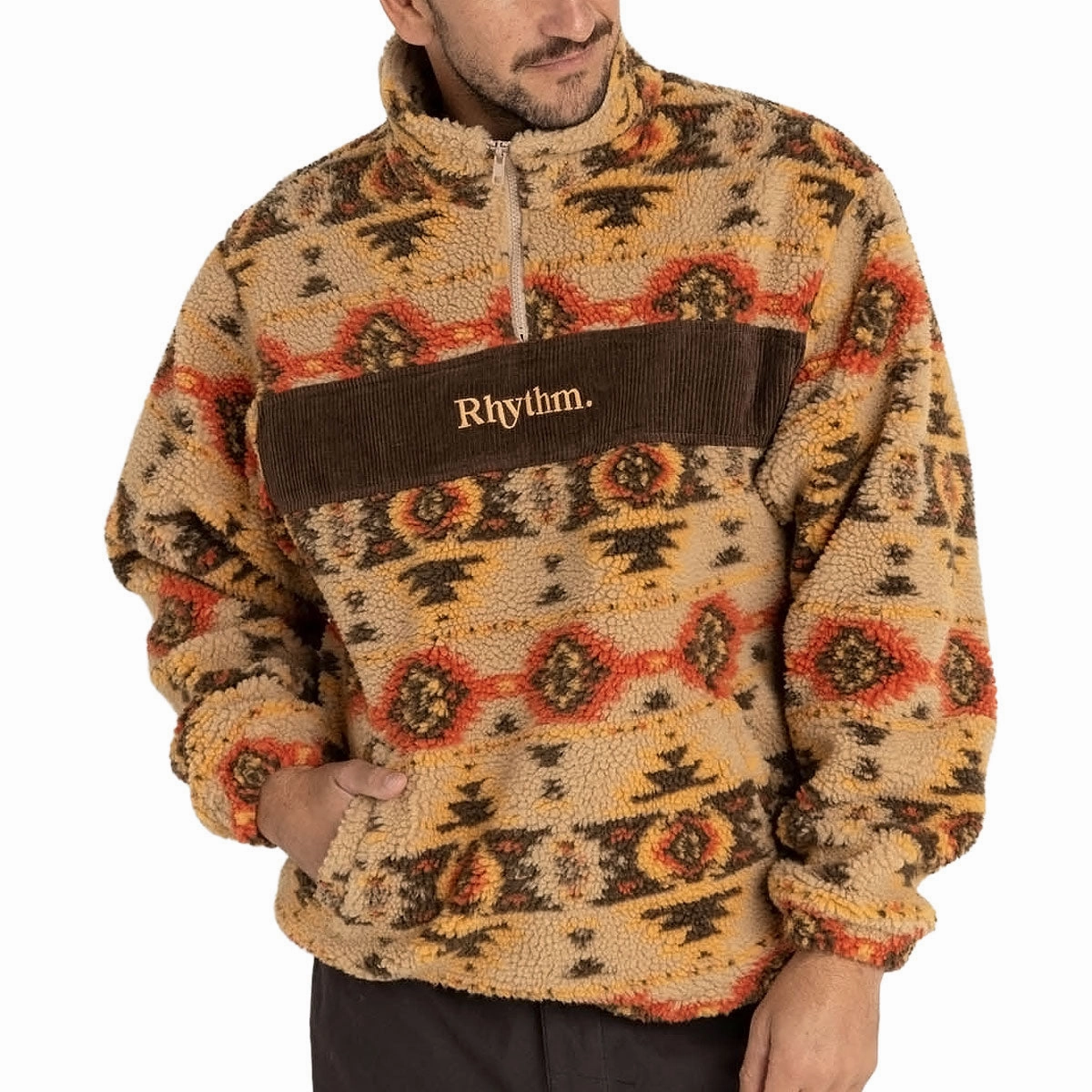 Rhythm High Noon Quarter Zip Sweatshirt - Tan wrinkle free Resort Wear