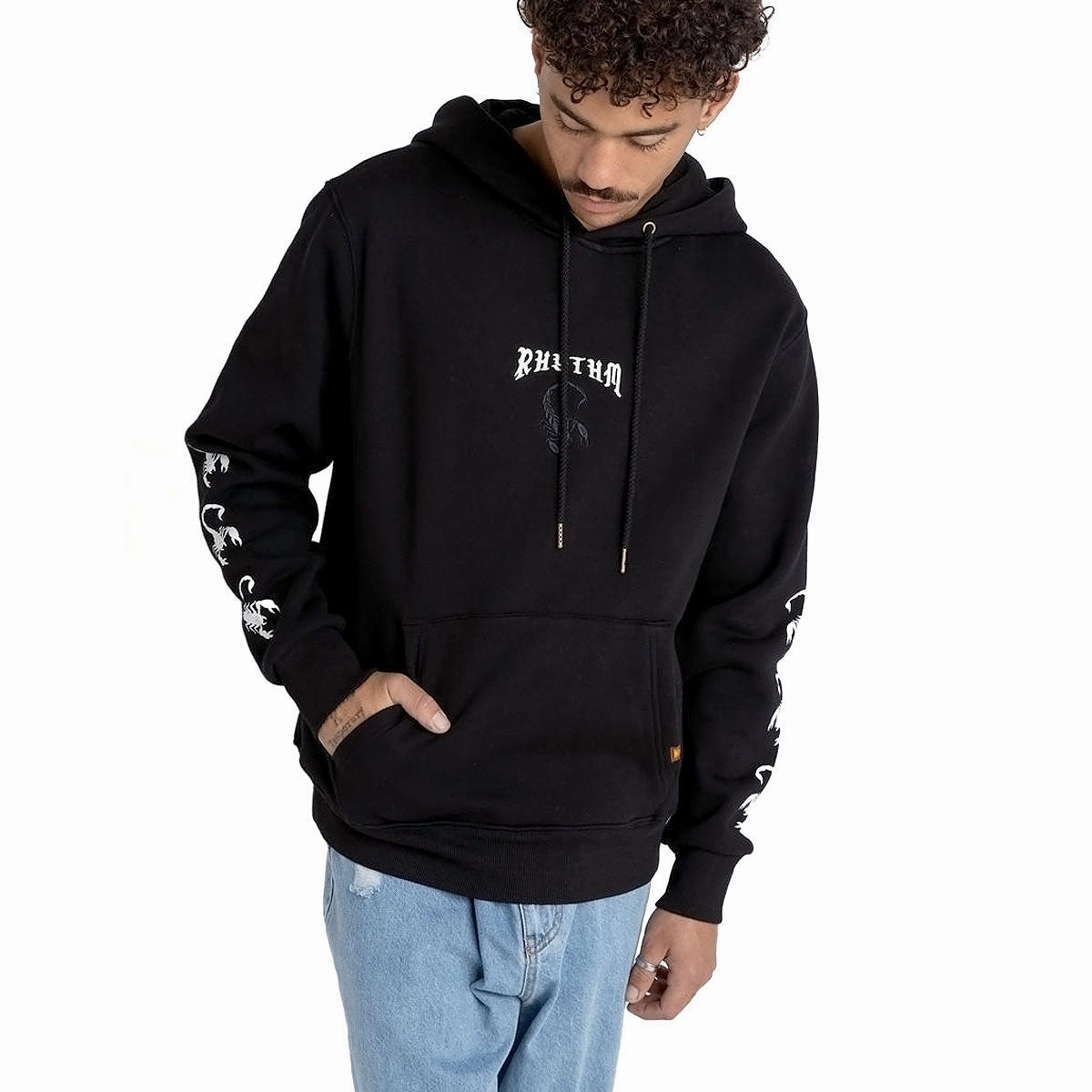 Rhythm Scorpion Heavyweight Fleece Hoodie - Black Office Wear Butterfly like