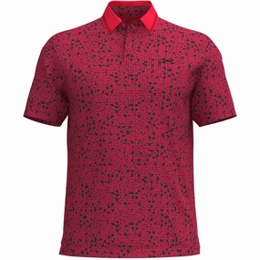 Stretchable Knit Casual Touch Under Armour Drive Chill Printed Polo Shirt - Racer Red/Black