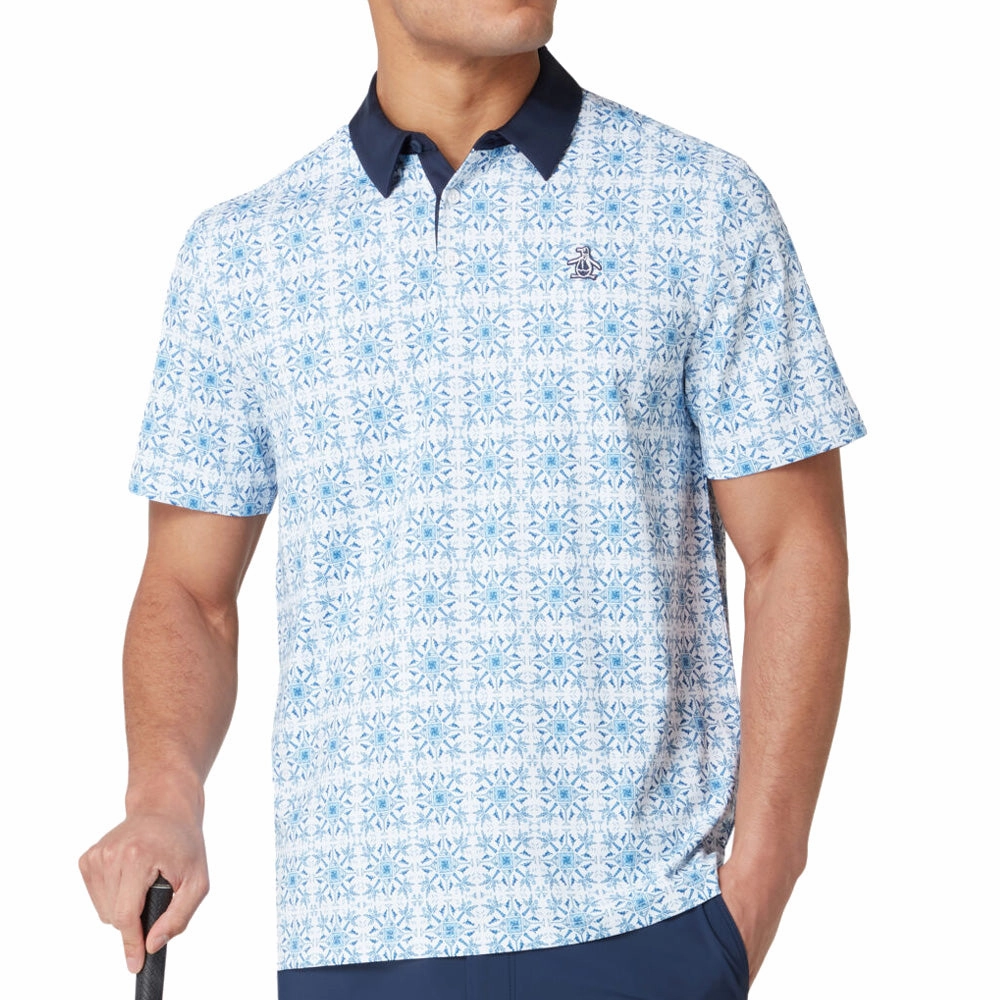 Original Penguin Pete??s Cocktail Windowpane Polo Shirt - Bright White thermal Cozy and Soft