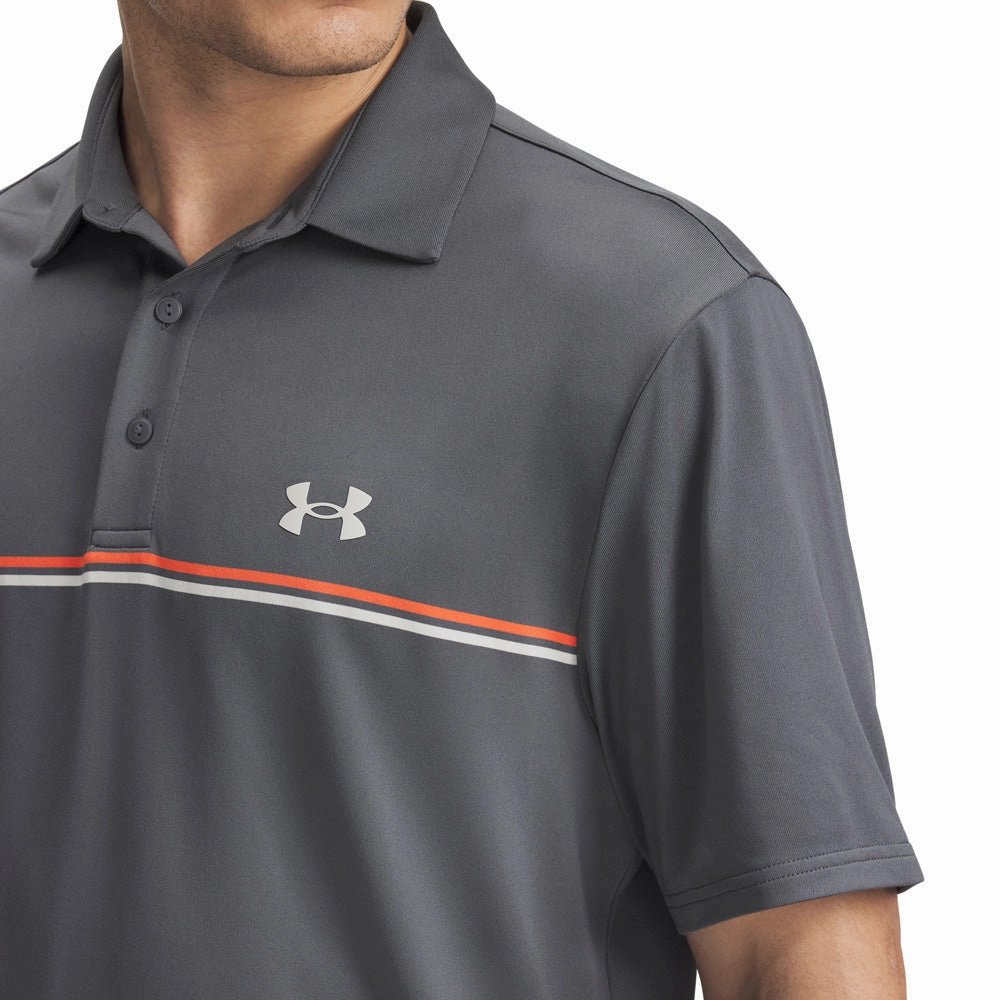 Under Armour Playoff 3.0 Stripe Polo Shirt - Castlerock/Fire/Summit White Active Trend All-Day Wear