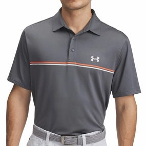 Under Armour Playoff 3.0 Stripe Polo Shirt - Castlerock/Fire/Summit White Daily Style Trend High Density Knit