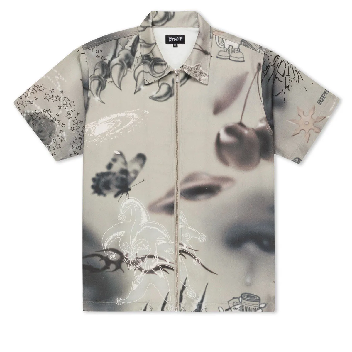 Rooftop Bar Multi Layer Stitching RIPNDIP Stargazing Zip Up Shirt - Multi