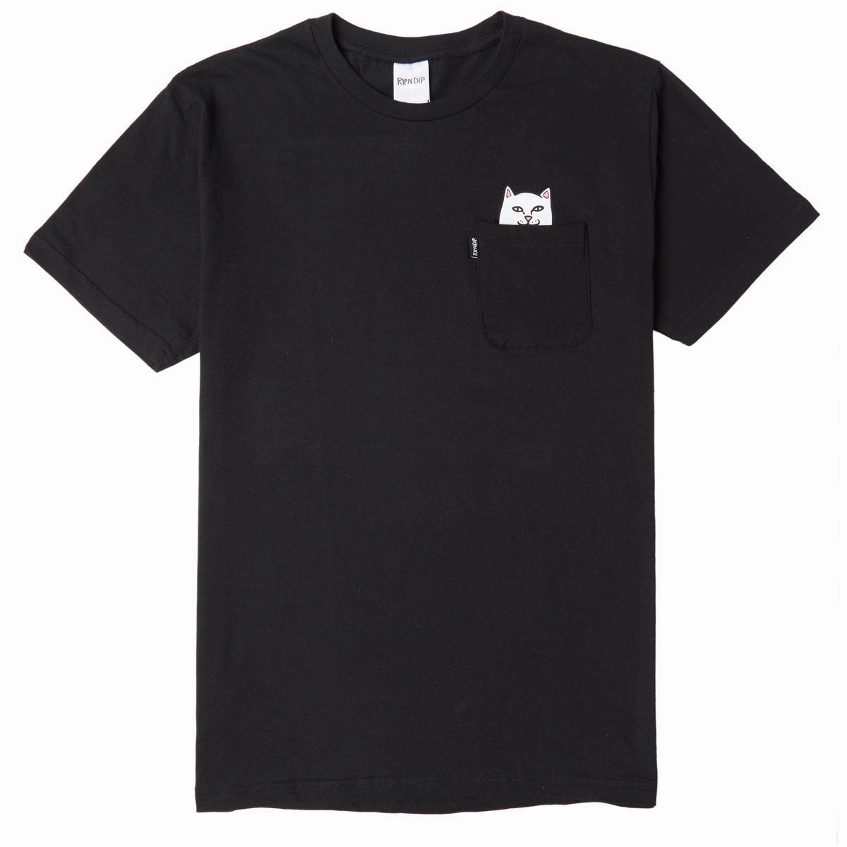 RIPNDIP Lord Nermal Pocket T-Shirt - Black Contrast Inner Binding Stylish and Easygoing