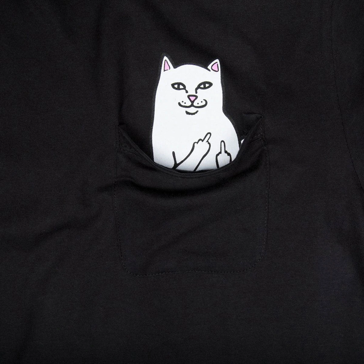 Oversized Silhouette VintageWashEffect RIPNDIP Lord Nermal Pocket T-Shirt - Black