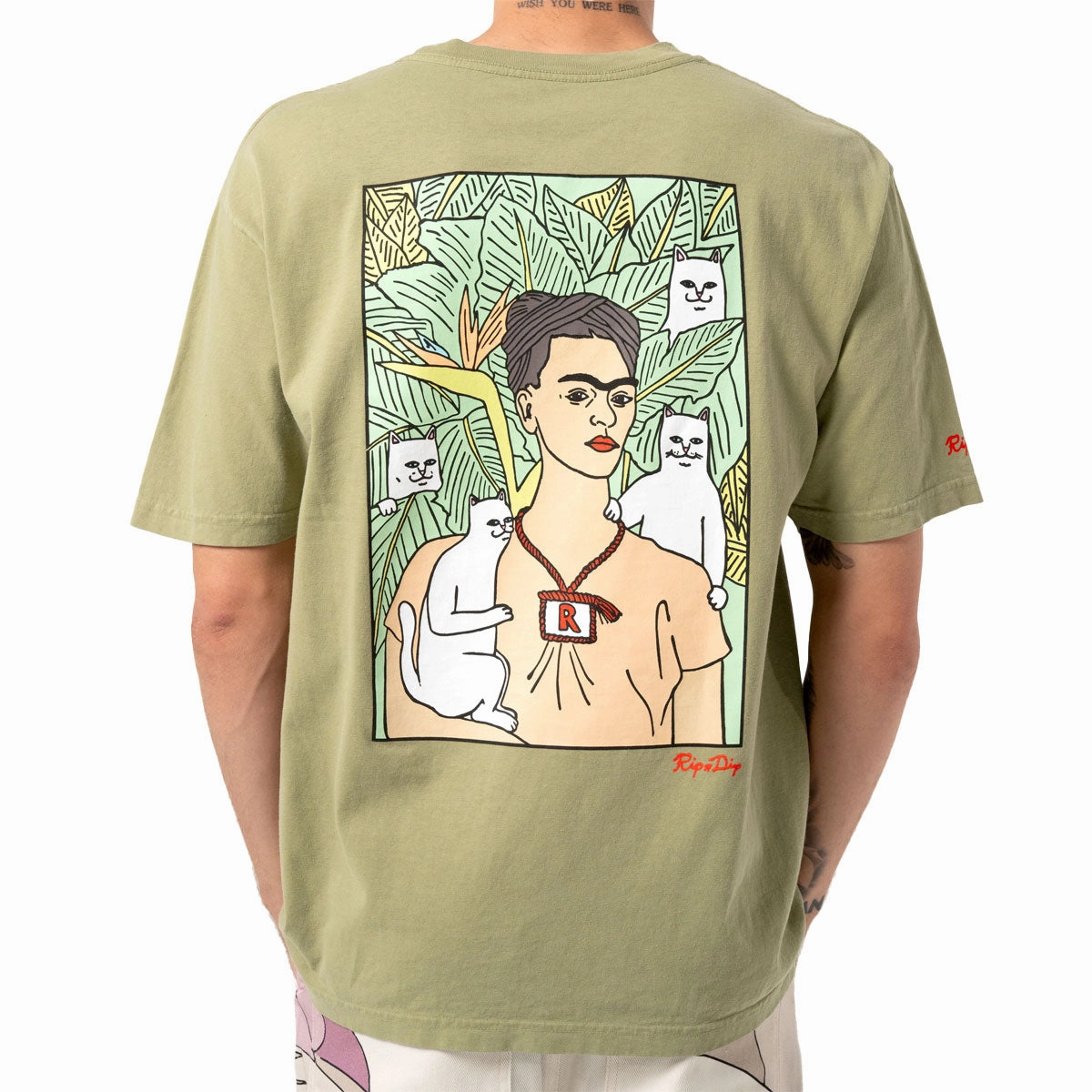 Breathable Material Weekend Comfort Wear RIPNDIP Nermal Portrait T-Shirt - Light Forest