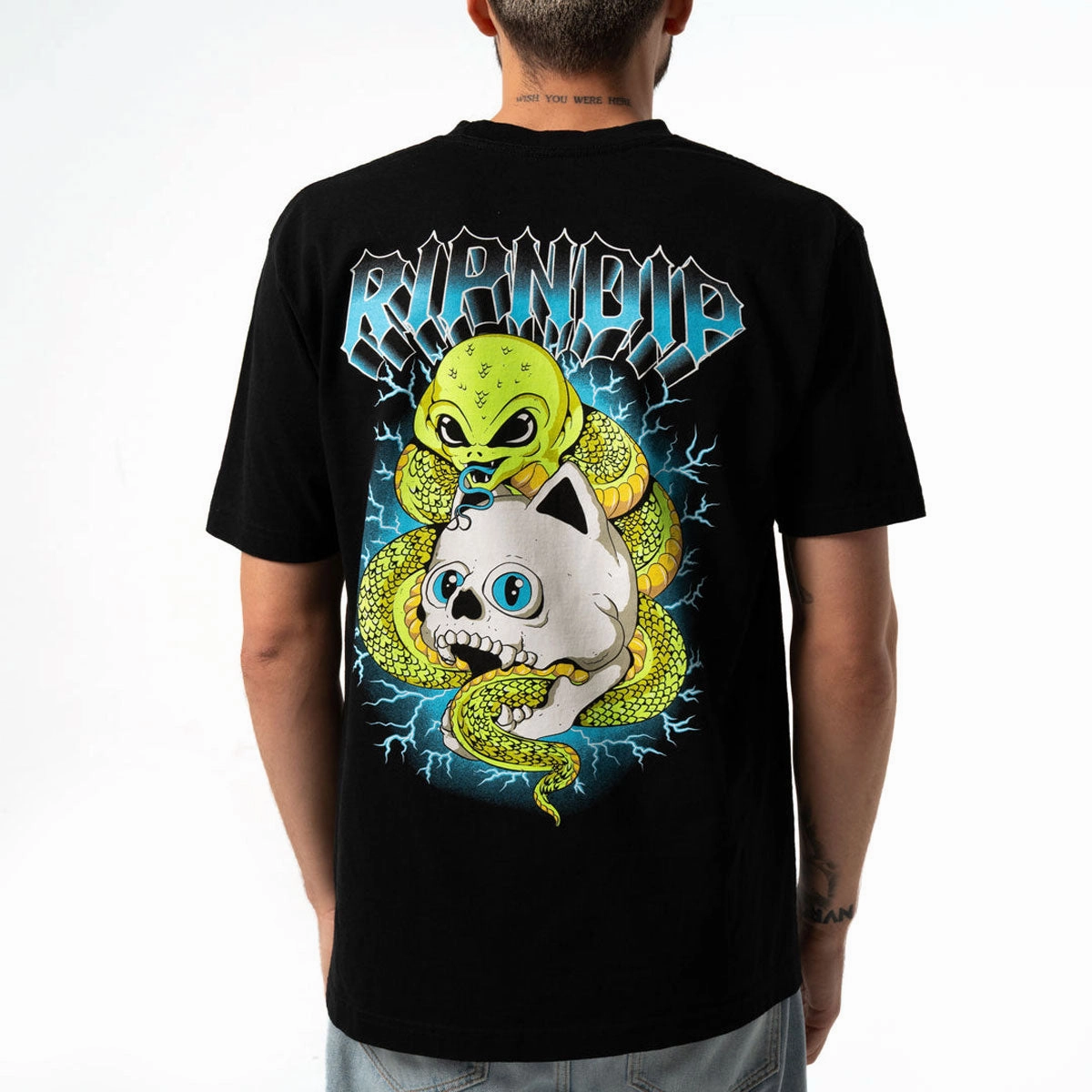 Classic Style Stylish RIPNDIP Skull And Bones T-Shirt - Black