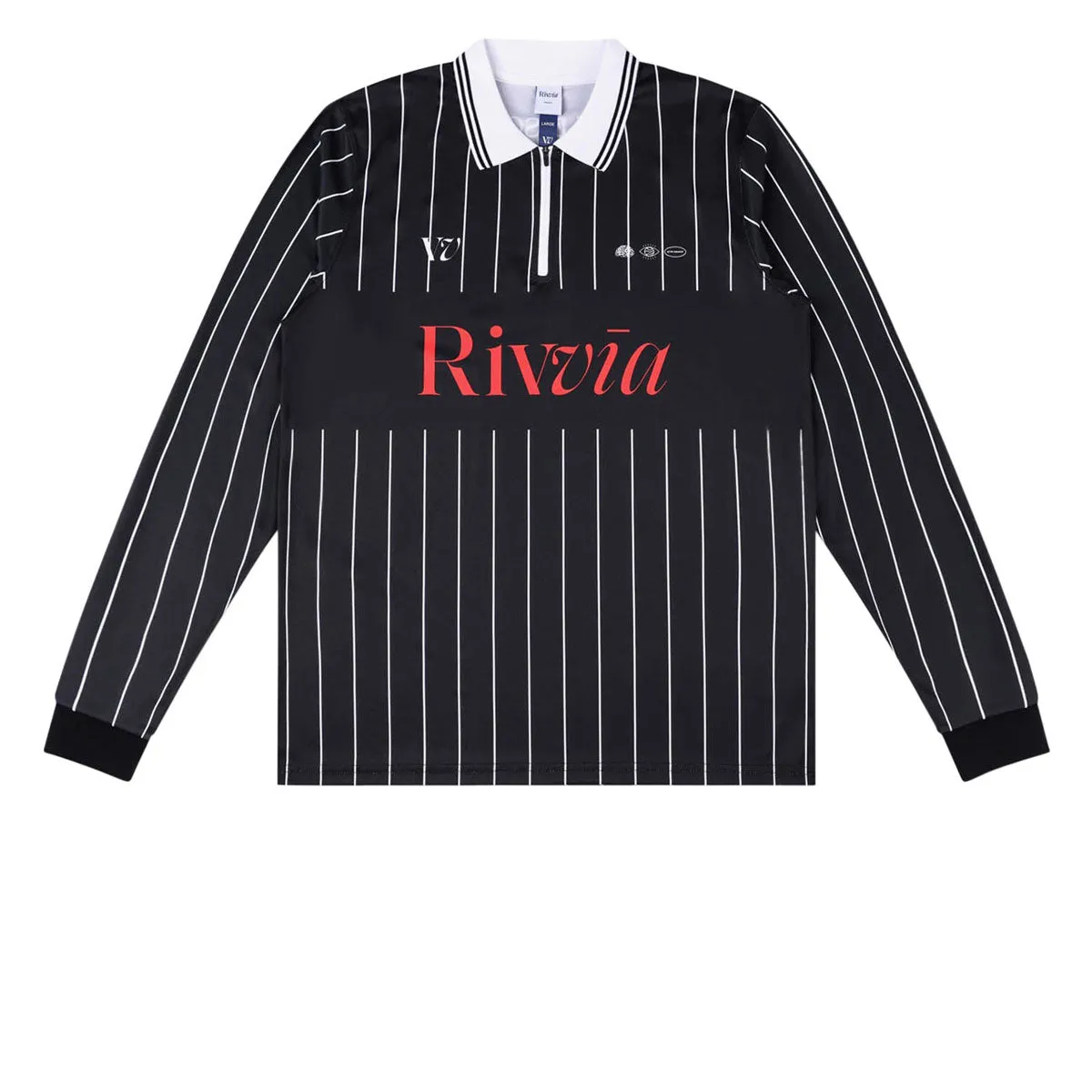 Seasonal Trend Rivvia Team VV Long Sleeve Polo Shirt - Black/White
