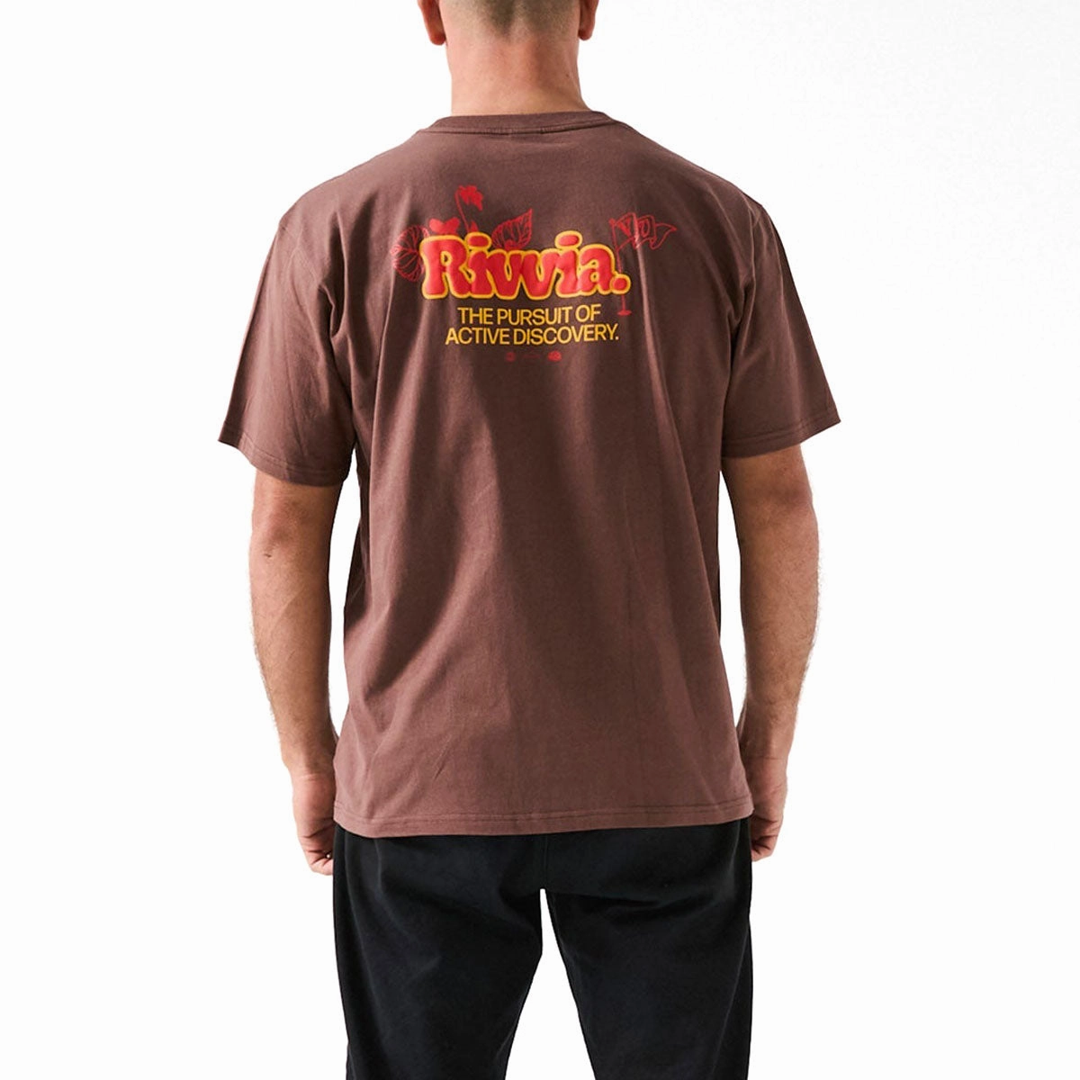 Rivvia Floral Pursuit T-Shirt - Brown Smooth Flatlock Stitching