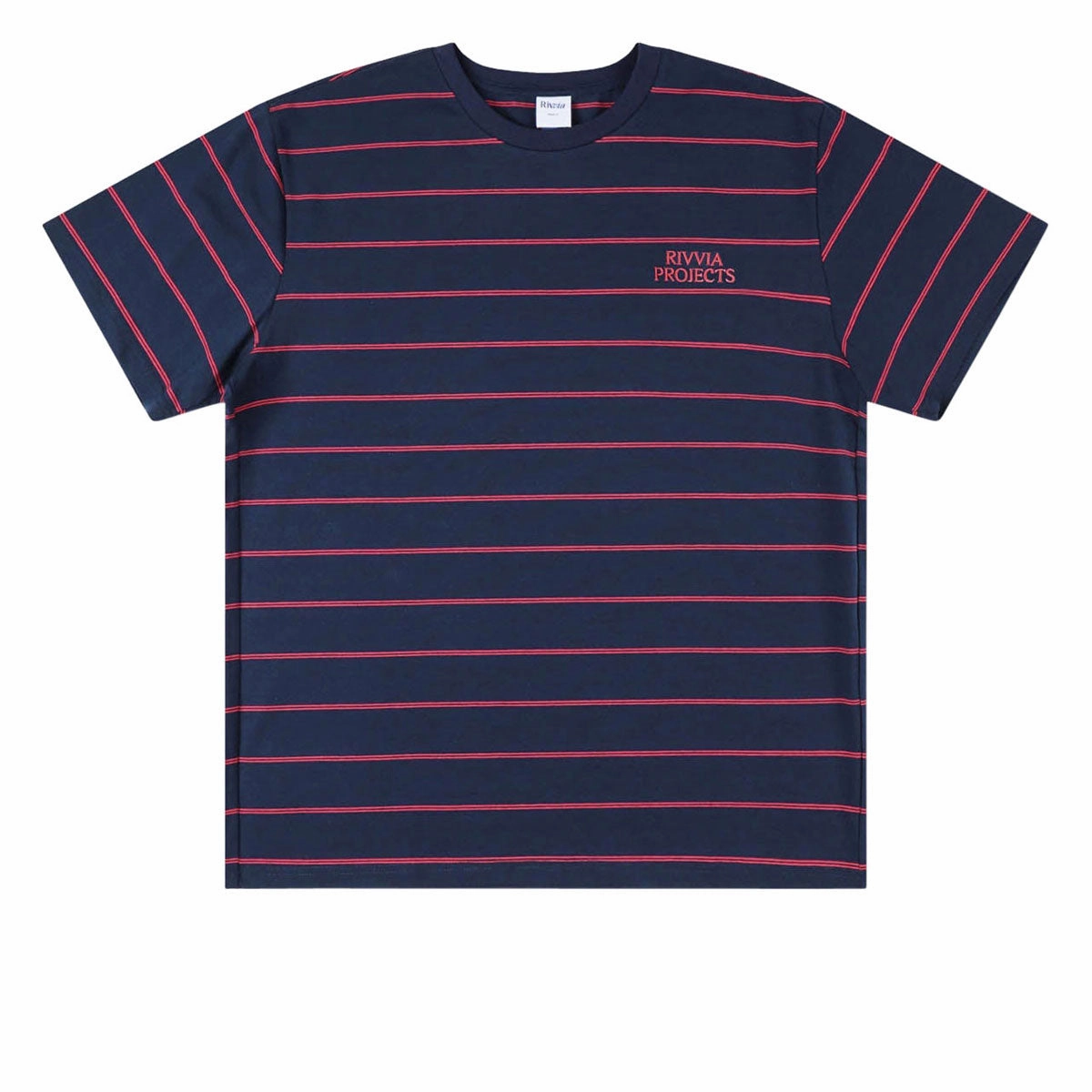 Trendy Fabric Minimal Fashion Rivvia Projects Stripe T-Shirt - Dark Blue/Red