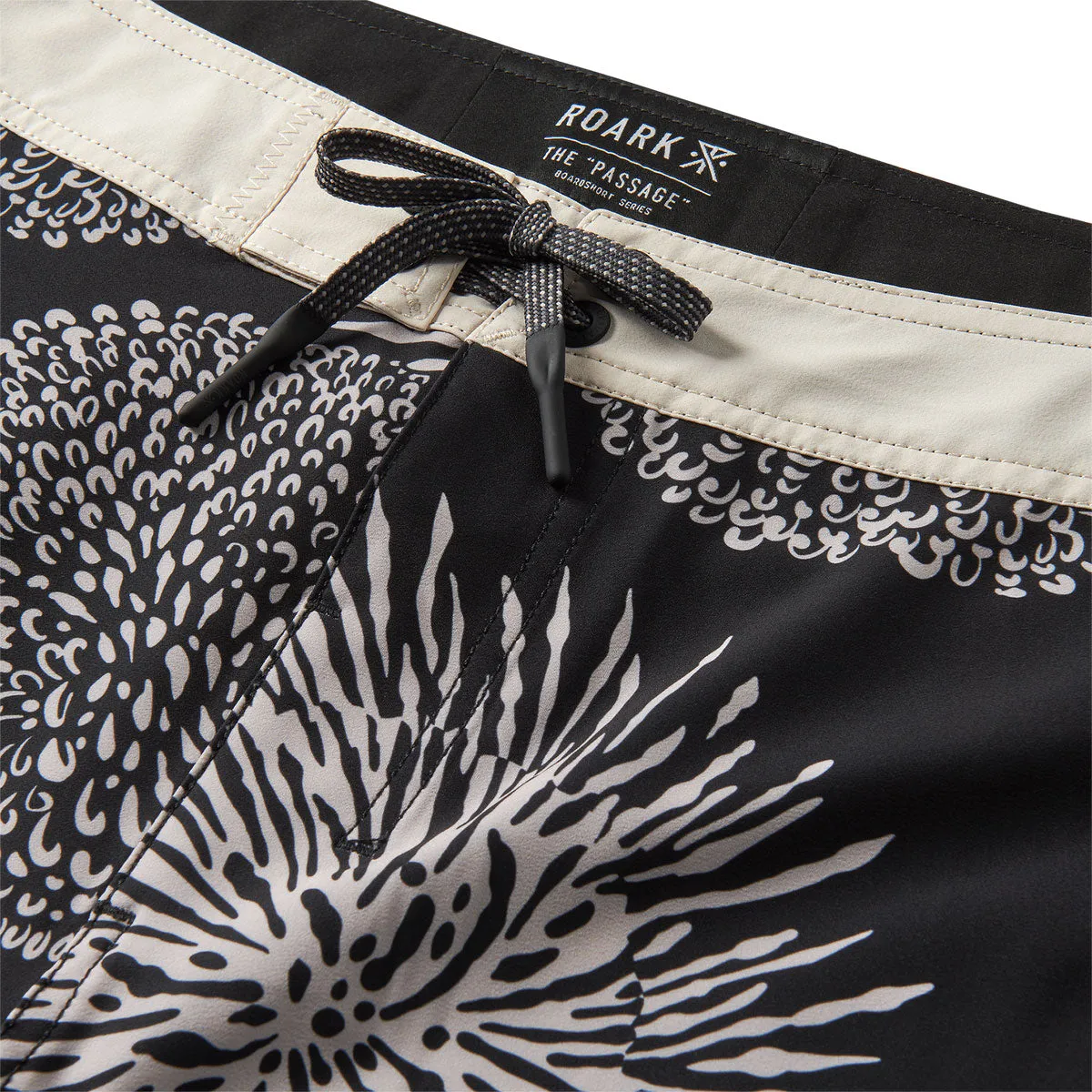 Roark Passage Boardshorts - Black Floral snag resistant FourWayStretch