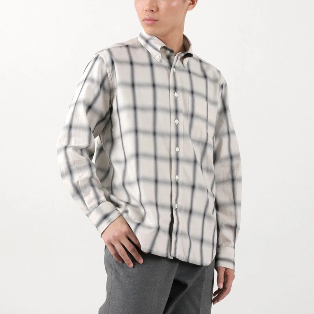 ROCOCO / Ombre Check Button Down Shirt Classic Fit Non Chafe Seams Fashion Forward