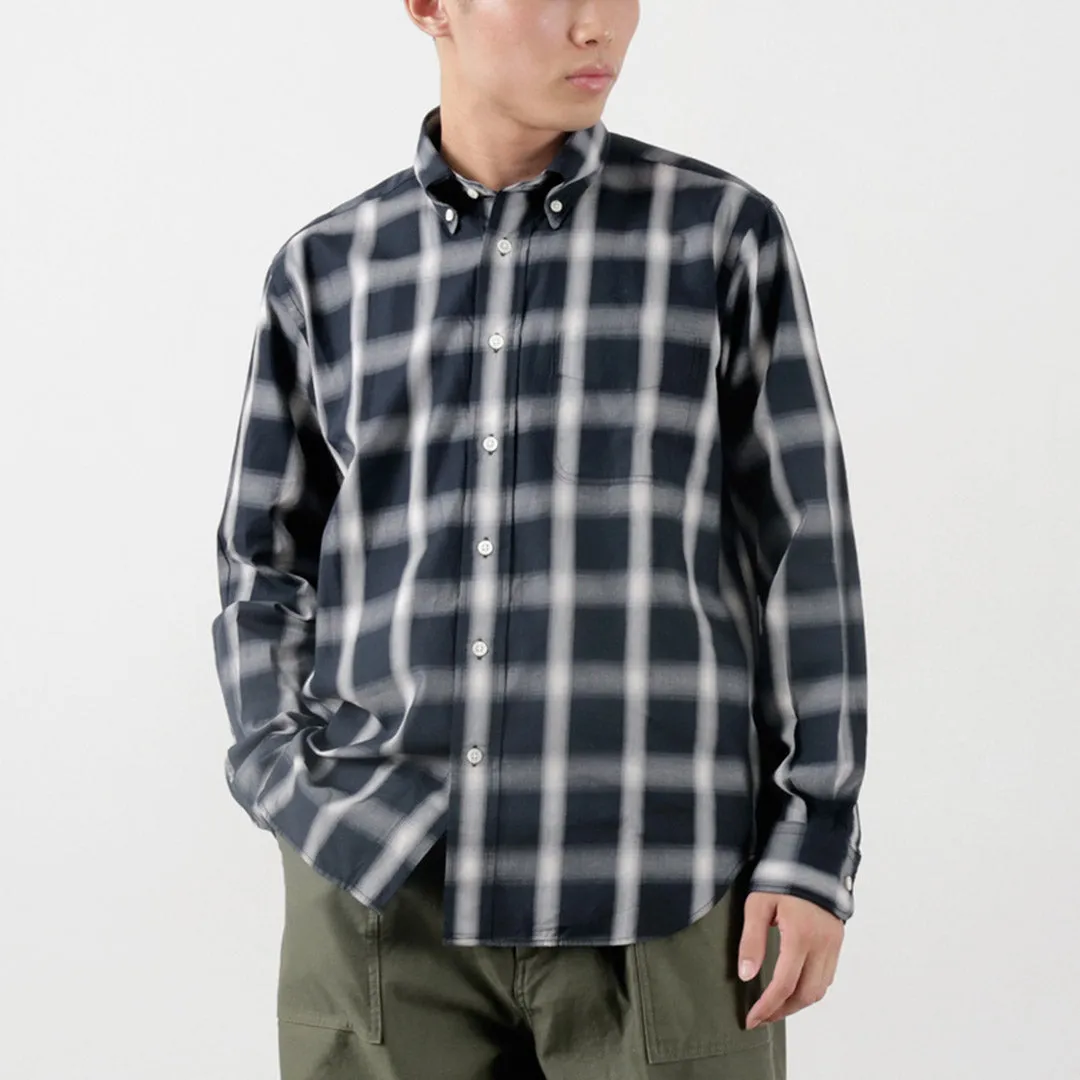Sophisticated Elegance Ruffle Edge ROCOCO / Ombre Check Button Down Shirt Classic Fit