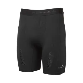 button fly Ronhill Men's Tech All-Terrain 8 Inch Stretch Short in All Black SS25