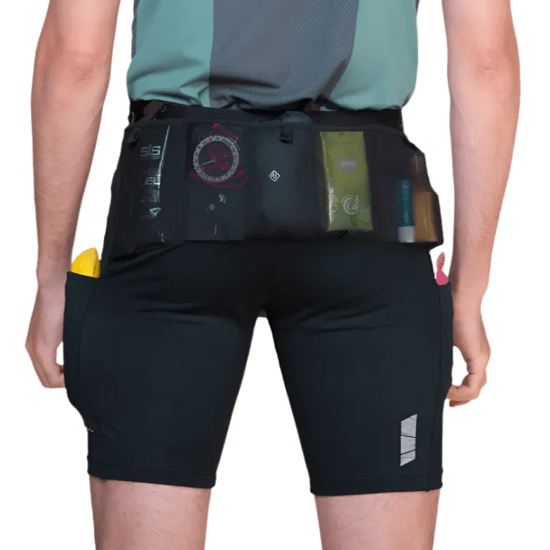 Ronhill Men's Tech All-Terrain 8 Inch Stretch Short in All Black SS25 Modern Look Multi Panel Construction