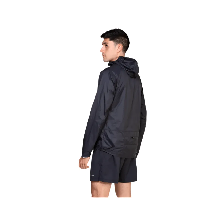 Ronhill Men's Tech All-Terrain Jacket in All Black SS25 RibbedKnitCollar Stormproof Zipper