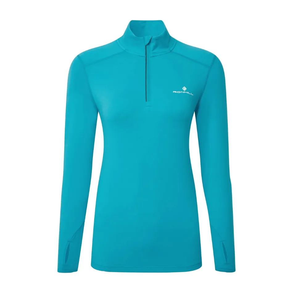Corduroy Synthetic Ronhill Women's Core Thermal 1/4 Zip in Azure/Bright White SS25