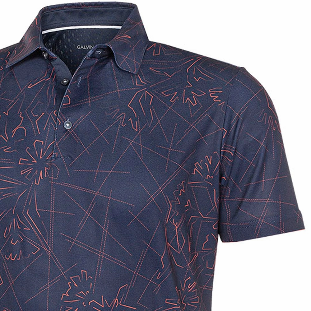 Garment Dyed Technique Galvin Green Maverick V8  Polo Shirt - Navy/Orange