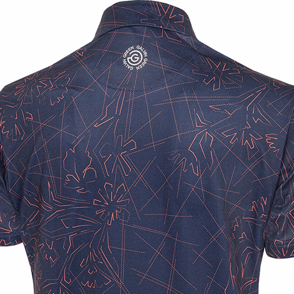 Durable Collar Construction Trendy Look Galvin Green Maverick V8  Polo Shirt - Navy/Orange