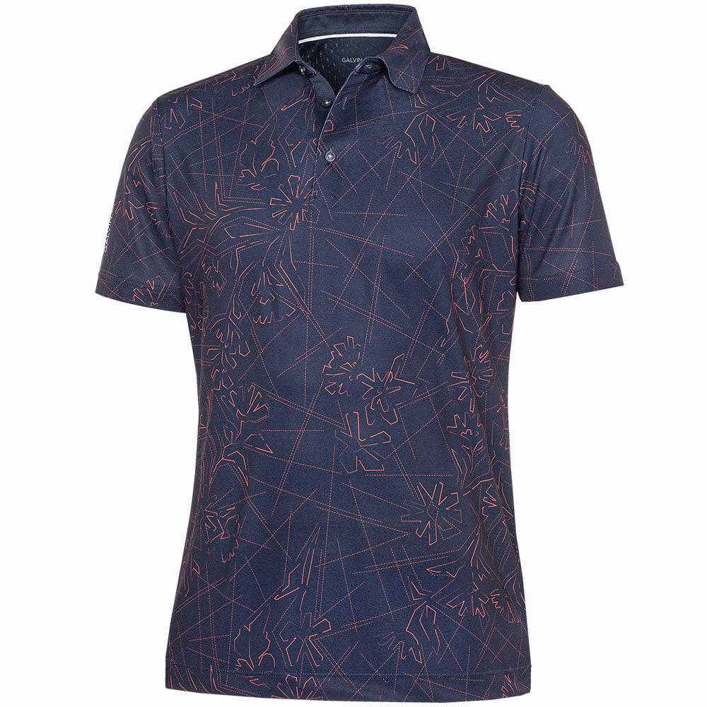 Unisex style Galvin Green Maverick V8  Polo Shirt - Navy/Orange