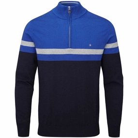 Sports Apparel keychain accents Oscar Jacobson Windsor Pin Knit 1/2 Zip Sweater - Navy/Royal Blue