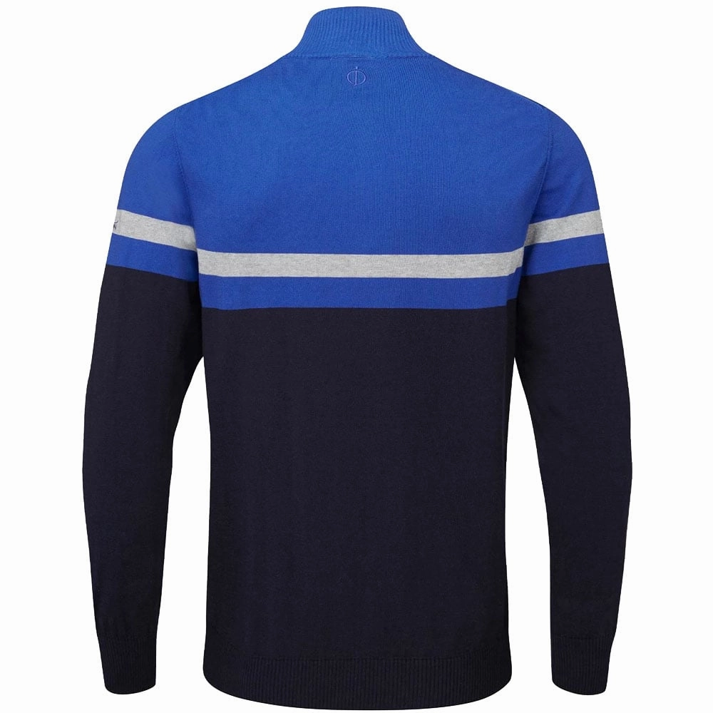Comfortable Style Oscar Jacobson Windsor Pin Knit 1/2 Zip Sweater - Navy/Royal Blue