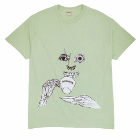 Distressed Hem Finish Fucking Awesome Teethface T-Shirt - Lime